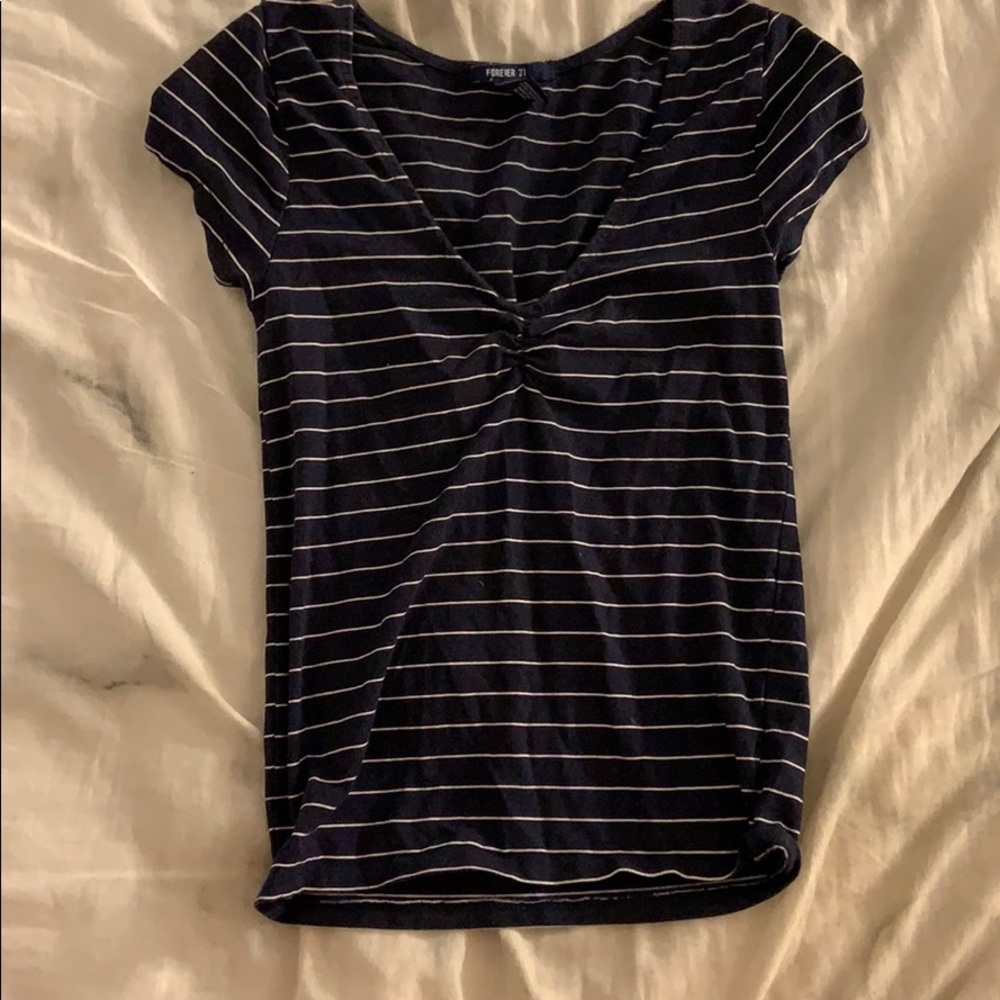 Navy and white striped forever 21 tee- shirt